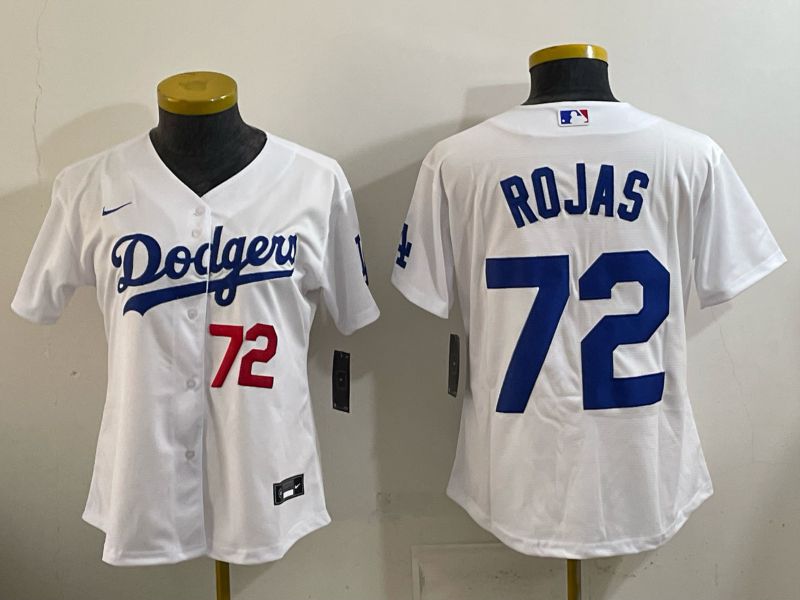 Women 2026 Nike Los Angeles Dodgers #72 Rojas White Game MLB Jersey 012->women mlb jersey->Women Jersey